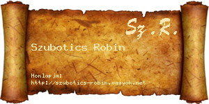 Szubotics Robin névjegykártya